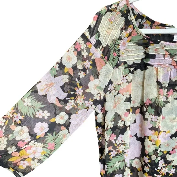 LC Lauren Conrad Floral Chiffon Peasant Top - Picture 6 of 8